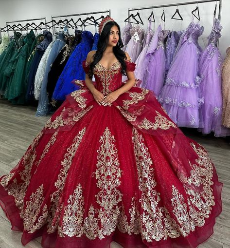 ✨New in store✨ Also available to order in Rose/Gold, Champagne/Gold and Royal/Gold . . . . . . #misquinceaños #mis15años #misquince #princesabymoncheri Red With Gold Quinceanera Dresses, Royal Red Quinceanera Dresses, Quincenera Dresses Red, Quince Decorations Red And Gold, Quinceanera Dresses Red And Gold, Red Quinceanera Dresses With Gold, Orange Quince Dresses, Red Theme Quinceanera Ideas, Red And Gold Quince Dress