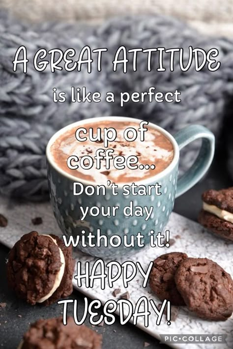 Happy Fall Tuesday, Terrific Tuesday Quotes, Winter Tuesday, Coffee In Winter, December Greetings, Tuesday Coffee, Winter Good Morning, Good Morning Thoughts, Coffee Notes