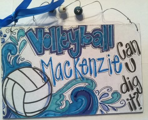 New Volleyball sign - personalized for your favorite player or team Volleyball Banners, Volleyball Locker Decorations, Volleyball Signs, Volleyball Crafts, Volleyball Locker, Volleyball Drawing, School Spirit Posters, Volleyball Senior Night, Senior Posters