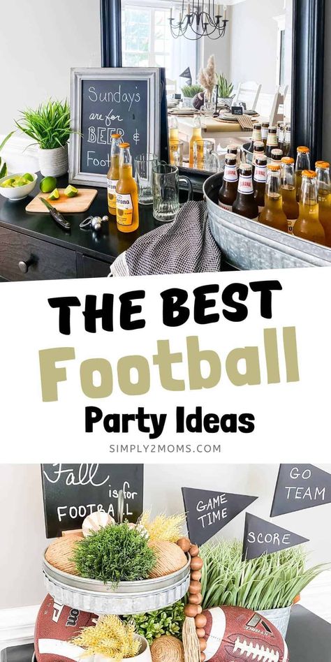 Football Theme Party For Men, Senior Football Dinner Decorations, Football Party Drinking Games, Sec Football Party, Home Football Game Themes, Football Opening Day Ideas, Football Draft Party Ideas, 40th Birthday Football Theme, Birthday Tailgate Ideas