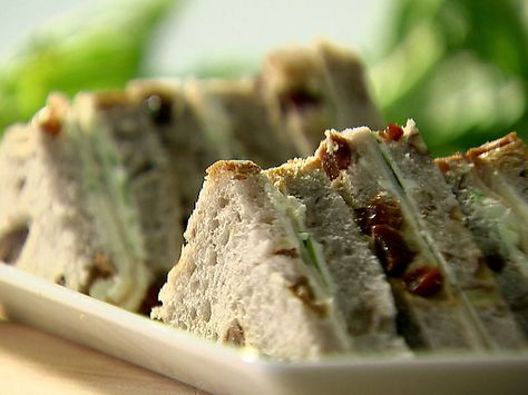 Turkey Tea Sandwiches Recipe : Ina Garten : Food Network Turkey Tea Sandwiches, Tea Party Sandwiches, Tea Sandwiches Recipes, Video Food, Tea Time Food, Party Sandwiches, Raisin Bread, Finger Sandwiches, Tea Party Food