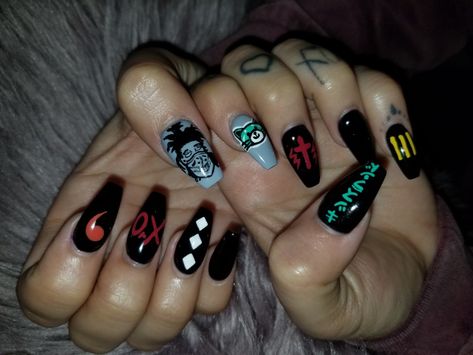 House Of Balloons The Weeknd Nails, The Weeknd Acrylic Nails, Xotwod Nails, The Weeknd Themed Nails, Starboy Nails, The Weeknd Nails Design After Hours, The Weeknd Inspired Nails, Xo Nails The Weeknd, The Weeknd Nails Design