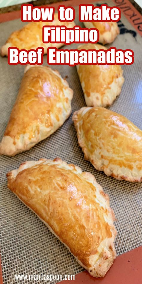 Empanadas Filling Recipe, Filipino Empanada, Beef Empanadas Recipe, Pastries Recipes, Beef Empanadas, Filipino Style, Crescent Ring, Potatoes Carrots, Spanish Dishes