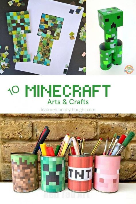 Mindcraft Party Centerpieces, Minecraft Crafts Diy Easy, Roblox Crafts For Kids, Minecraft Art Projects, Minecraft Birthday Diy, Minecraft Diy Gifts, Crafts For 10 Year Boys, Roblox Activities For Kids, Minecraft Classroom Ideas