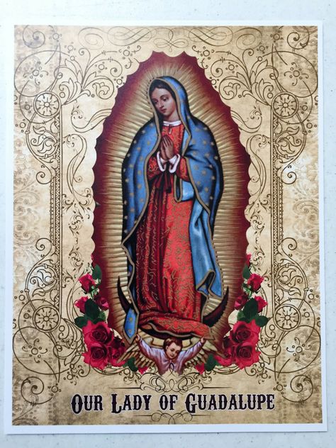 Lady Guadalupe Tattoo, Guadalupe Tattoo Design, Our Lady Guadalupe, Lady Guadalupe, Feminine Tattoo Sleeves, Virgin Mary Art, Catholic Pictures, Virgin Of Guadalupe, Mary Catholic