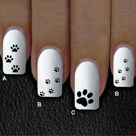 Paw Print Nails, Dog Nail Art, Paw Nails, Cat Nail Art, Cute Gel Nails, Dog Nails, Cat Nails, Chic Nails, Easy Nail Art