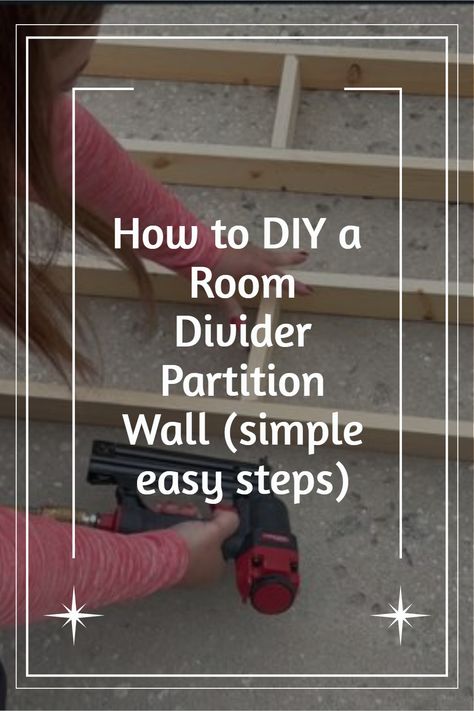 How to build a room divider or partition wall using under $60 of materials and about an hour of time. Customize with stain or paint and choose to have it as a freestanding divider or permanent partition wall How To Build A False Wall, Diy Wooden Room Divider, Drywall Room Divider, Diy Office Partition Ideas, Half Wall Divider Ideas, Faux Wall Divider, Diy Partition Room Dividers, Diy Partition Wall, Build A Temporary Wall