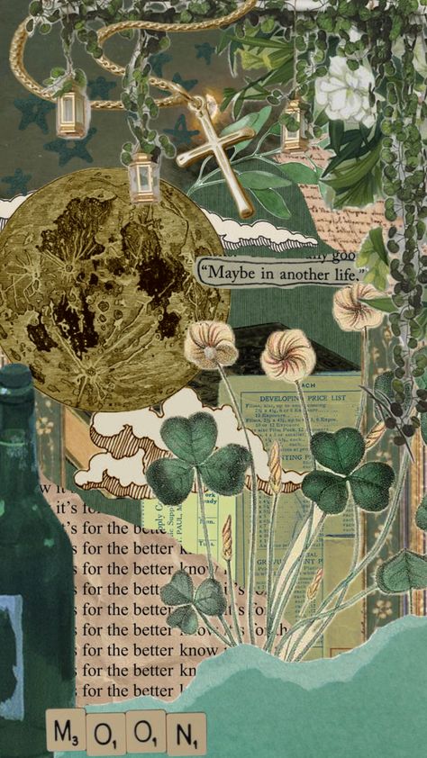 #nature #clover #green #vintage #vibes #books #wallpaper #art #quotes #moon #moonaesthetic #aesthetic Clover Aesthetic, Books Wallpaper, Clover Green, Wallpaper Art, Green Vintage, New Theme, Green Aesthetic, Vintage Vibes, Mixed Media Art