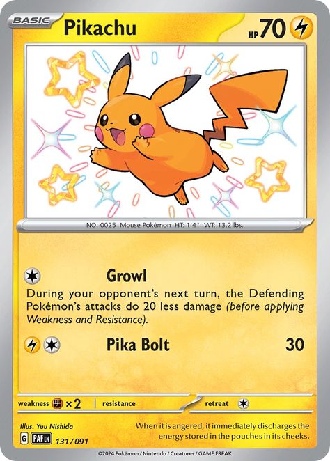 Pikachu · 70 HP · {L} Pokémon (Pikachu) › Basic : Evolves into Raichu, Alolan Raichu, […] Raichu-GX, Dark Raichu, or Raichu ex {C} → Growl During your opponent’s next turn, the Defending Pokémon’s attacks do 20 less damage (before applying Weakness and Resistance). {L}{C} […] Rainbow Pokemon Cards, Pokemon Raichu, Pikachu Pokemon Card, Raichu Pokemon, Alolan Raichu, Mouse Pokemon, Kartu Pokemon, Rare Pokemon Cards Pikachu, Scarlet Violet