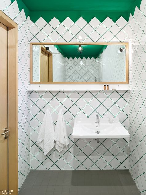 Green Grout, Large White Tiles, Colored Grout, Pastel Bathroom, Coloured Grout, Bathroom Decor Colors, White Bathroom Tiles, Bedroom Wall Designs, House Layout Plans