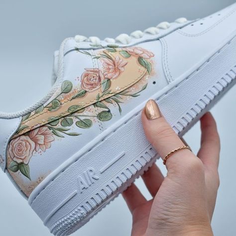 cassy | custom painter & sneaker artist on Instagram: "eucalyptus floral wedding customs 🌿🤍 congrats to my cousin @brittanyzamp ! always painted with @angelusdirect paints 🎨 #wedding" To My Cousin, Flower Cat, Fabric Painting On Clothes, Painted Sneakers, Flower Artists, Cat Fashion, Floral Shoes, Painted Clothes, My Cousin