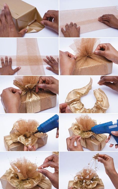 How to... Diy Holiday Gift Wrapping, Christmas Cookies Packaging, Cookies Packaging, Wrap A Gift, Christmas Bows Diy, Wedding Gift Pack, Easy Diy Christmas Gifts, Gift Wrapping Techniques, Christmas Houses