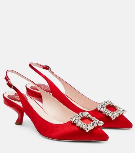 Manolo Blahnik Red, Vivier Shoes, Purple High Heels, Roger Vivier Shoes, Jeweled Shoes, Jeweled Sandals, Satin Pumps, Luxury Women Fashion, Roger Vivier