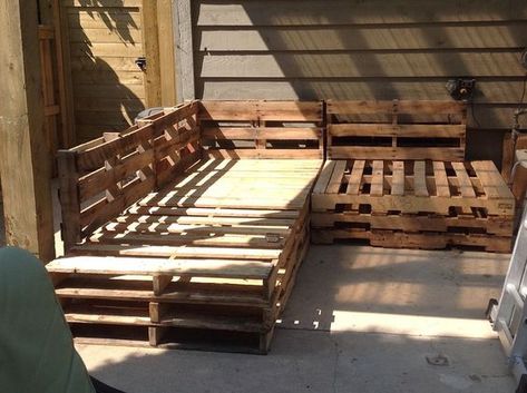 Outdoor Pallet Sectional | Hometalk Outdoor Pallet Sectional, Pallet Sectional, Outdoor Pallet Projects, Outdoor Pallet, Screened Porches, Outdoor Gazebo, Pallet Projects Furniture, Pallet Project, Wooden Pallet Furniture