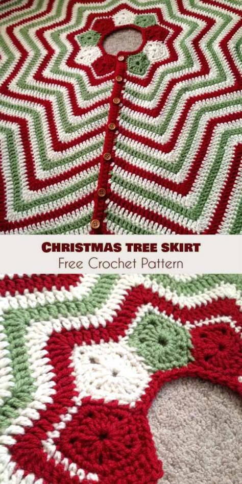 Project in Holiday Spirit Free Crochet Patterns | Your Crochet Christmas Tree Skirt Crochet, Tree Skirt Crochet Pattern, Christmas Tree Skirt Crochet Pattern, Tree Skirt Crochet, Crocheted Christmas Tree, Crochet Tree Skirt, Skirt Crochet Pattern, Skirts Patterns, Christmas Tree Skirts Patterns