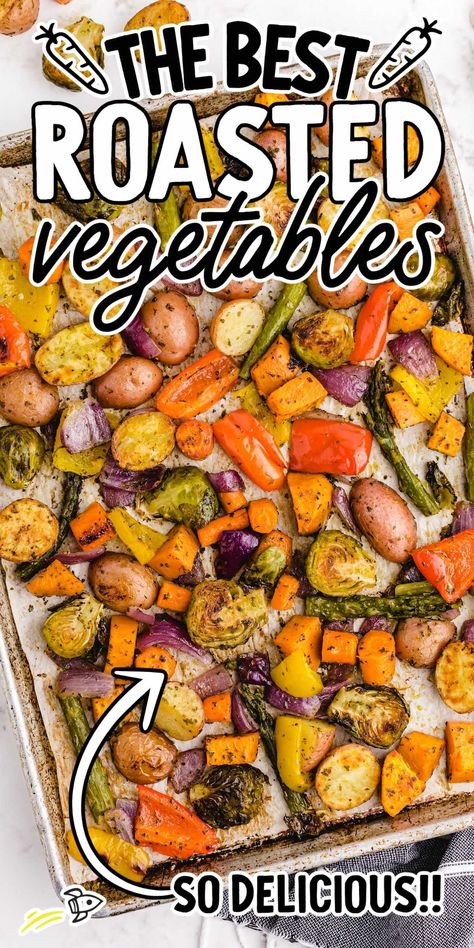 Roasted Vegetables Best Roasted Vegetables, Roasted Vegetables Oven, Roasted Vegetable Recipes, Roasted Vegetable, Sauteed Vegetables, Veggie Side Dishes, Sheet Pan Recipes, Veggie Dishes, Roasted Veggies