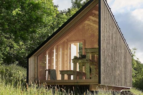 These Modular Micro Cabins Have A Price Tag of $31K & Can Be Built Almost Anywhere - Yanko Design Micro Cabin, Prefab Sheds, Pre Fab Tiny House, Modular Cabins, Timber Cabin, Steel Cladding, Prefab Cabins, Modular Structure, Cabin Kits