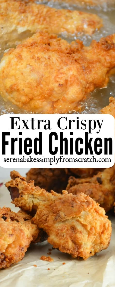 Extra Crispy Fried Chicken | Serena Bakes Simply From Scratch Extra Crispy Fried Chicken, Fried Chicken Drumsticks, Fried Chicken Legs, Making Fried Chicken, Chicken Leg Recipes, Drumstick Recipes, Oven Fried Chicken, Easy Skillet, Southern Fried Chicken