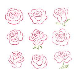 Rose flower border pattern and design elements Vector Image Rose Doodle, Rose Drawing Simple, Rose Flower Design, Hipster Drawings, Butterfly Black And White, Drawing Patterns, Rose Sketch, Cat Coloring Book, Roses Design