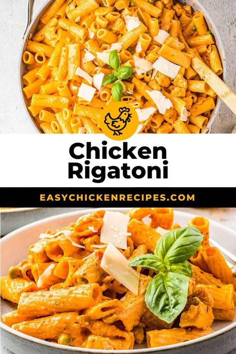 Chicken Rigatoni Recipe - Easy Chicken Recipes Rigatoni Recipes Easy, Chicken Rigatoni, Rigatoni Recipe, Rigatoni Recipes, Easy Pasta Recipe, Fast Easy Dinner, Fast Dinner Recipes, One Pot Chicken, Creamy Tomato Sauce