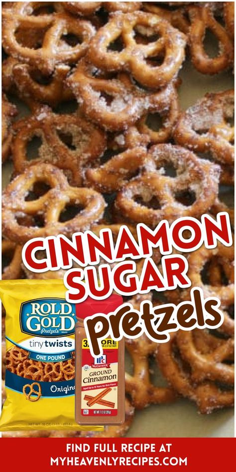 Cinnamon Sugar Pretzels Recipe- easy treat snack to make with pretzels. Easy recipe with instructions. Cinnamon Sugar Pretzels Recipe, Pretzel Snack Recipes, Pretzel Appetizers, Cinnamon Pretzels, Snack To Make, Easy Christmas Candy Recipes, Cinnamon Sugar Pretzels, Pretzel Snacks, Easy Treat