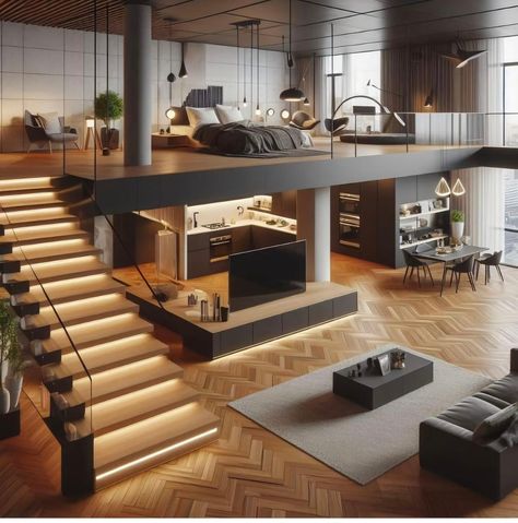 Loft Homes, Industrial Loft Design, Loft House Design, Penthouse Design, Loft Interior Design, Tiny House Loft, House Loft, Loft Interiors, Loft House