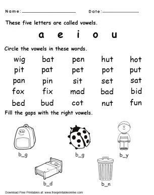 Learn the Vowels Worksheet Vowels Worksheet For Grade 1, Vowels Craft, Long Vowels Worksheets, Vowels Worksheet, Long Vowel Worksheets, Holiday Math Worksheets, Kindergarten Math Curriculum, Counting Worksheets For Kindergarten, Free Printable Alphabet Worksheets