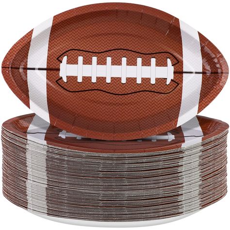 PRICES MAY VARY. Football-theme design: our disposable paper plates are in the shape of a football, with novel and attractive shapes and interesting, which will impress your guests, bring a lot of fun to your party and activate the atmosphere of your party Safe and firm: made of heavy-duty paper, thick and firm, not easy to break, waterproof and oilproof, with high-temperature resistance; an ideal party plate to meet your party dining needs, and it does not need to spend more time to clean up so Rugby Party, Football Party Decorations, Football Party Supplies, Sports Theme Birthday, Rugby Sport, Football Theme Party, Football Birthday Party, Football Tailgate, Football Theme