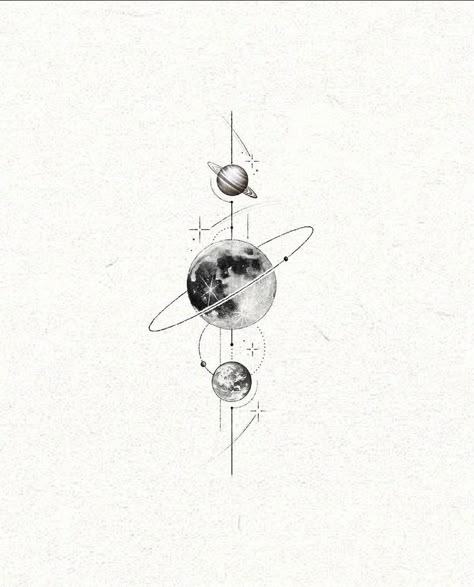 Geometric Universe Tattoo, Space Tattoo Sleeve, Chemistry Tattoo, Astronomy Tattoo, Universe Tattoo, Planet Tattoos, Mommy Tattoos, Muster Tattoos, Clever Tattoos