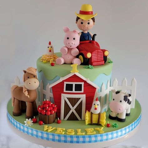 Farm Birthday Cake Ideas, Farm Theme Birthday Cake, Farm Birthday Cake, Farm Cakes, Farm Birthday Cakes, Theme Birthday Cake, Farm Theme Birthday, Farm Cake, 3rd Birthday Cakes