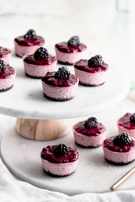 Basil Buttercream, Blackberry Mousse, Courtney Williams, Blackberry Filling, Blackberry Cheesecake, Mousse Cakes, Mini Cheesecake Recipes, Strawberry Basil, Oreo Cookie Crust