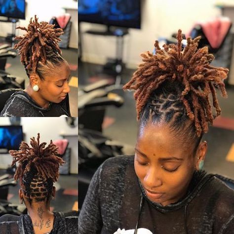 4z Hair, Female Dreads Hairstyles, Starting Locs, Loc Twist, Female Dreads, Dreads Short Hair, Short Dreadlocks, Loc Goals, Colored Locs