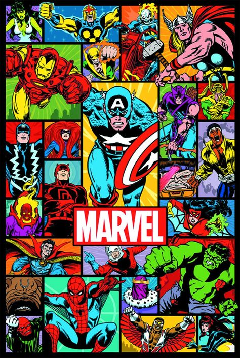 Marvel Collage, Kapten Marvel, Marvel Comics Vintage, Retro Collage, Marvel Superhero Posters, Marvel Artwork, Marvel Comics Wallpaper, Marvel Posters, Embossed Metal