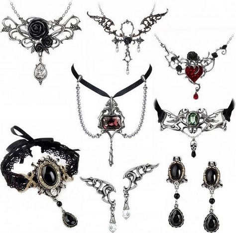 jewelry by Alchemy Gothic Victorian Goth Accessories, Gothic Vampire Jewelry, Vampire Steampunk, Alchemy Gothic Jewelry, Gothic Jewelry Diy, Vampire Jewelry, Gothic Culture, Necklace Drawing, Alchemy Gothic