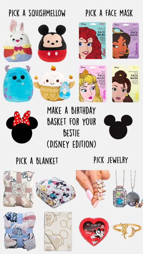 Enjoy making your best friends that love Disney, a Disney birthday basket! Fill it with great goodies and amazing gifts your friends will love.. these are just some ideas😉 enjoy and have a magical time🎀✨💕 Disney Basket Ideas, Disney Basket, Disney Gift Basket, Birthday Basket, Jewel Of The Seas, Love Disney, Presents For Best Friends, Disney Gift, Disney Birthday