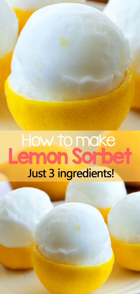 How to make easy lemon sorbet (dairy free, vegan) Lemon Sorbet Recipe, Sorbet Recipe, Sorbet Ice Cream, Frozen Summer, Ice Cream Maker Recipes, Lemon Sorbet, Homemade Ice Cream Recipes, Sorbet Recipes, Cold Desserts