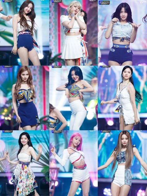 Twice Summer Outfit, Kpop Summer Outfits Stage, Alcohol Free Stage Outfits, Twice Acholol Free, Alcohol Free Twice Outfits Inspired, Twice Alcohol Free Outfits, Twice Concert Outfit Ideas 2023, Twice Set Me Free Outfits, Twice Outfits Stage