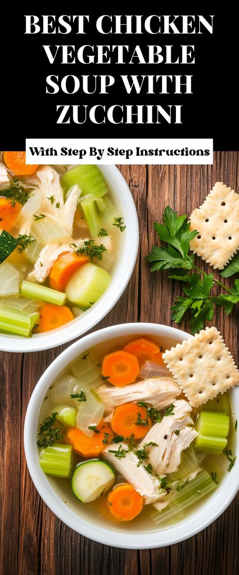 Image for Best Chicken Vegetable Soup with Zucchini Vegetable Soup With Zucchini, Soup With Zucchini, Chicken Vegetable Soup, Soup Lovers, Stews Recipes, Vegetable Soup With Chicken, Chicken Vegetable, Tasty Chicken, Under The Weather