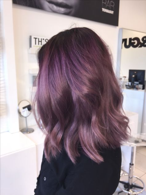 Dark Lavender Hair Brunettes, Purple Light Brown Hair, Mauve Purple Hair, Dark Mauve Hair, Muted Purple Hair, Lavender Brown Hair, Chocolate Mauve Hair, Mauve Hair, Brown Ombre Hair Color