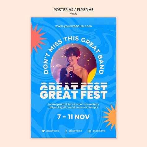 Poster Template Free, Music Festival Poster, Festival Poster, About Music, Psd Icon, Festival Posters, Live Show, Poster Template, Free Psd