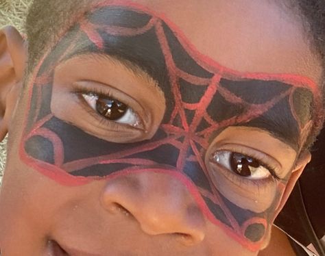 Miles Morales Face Paint, Spider Man Face Paint Easy, Spider Man Face Paint, Painting Portfolio, Spider Man Miles, Spider Man Miles Morales, Face Painting Easy, Kids Face Paint, Face Paintings