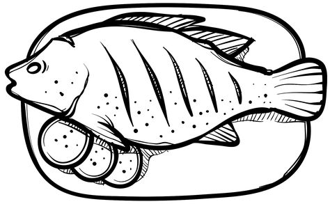 Fish Fish Coloring, Fish Coloring Page, Clipart Black And White, Fried Fish, The Fish, Free Png, Template Design, Coloring Pages, Vector Free