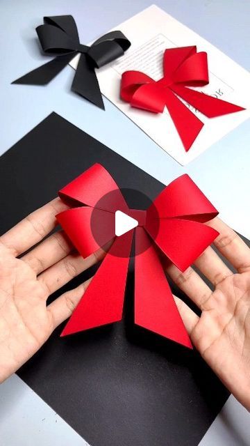 How To Make A Bow With Paper, Oragami Bow, Bow Origami, Paper Bows, Paper Bow, December 4, Construction Paper, Christmas Bows, Diy Paper