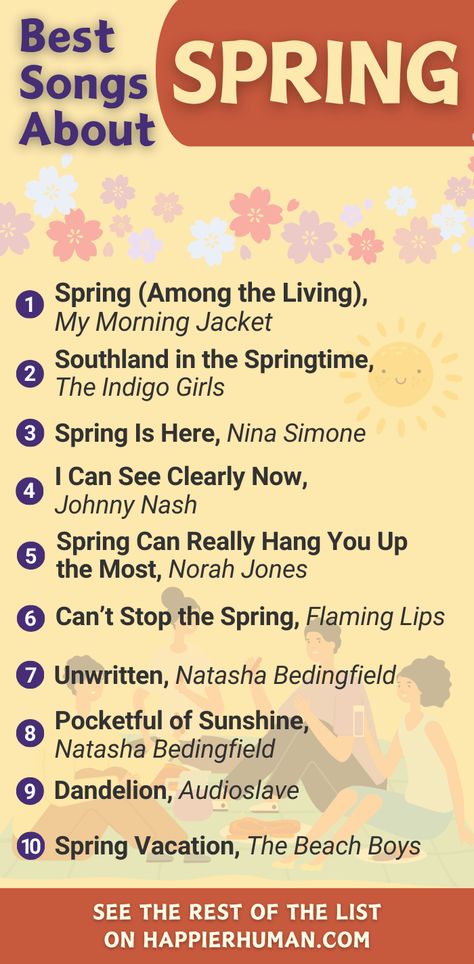 Spring Songs, Spring Playlist, Empowering Songs, Lies Relationship, Song Lists, Spring Music, Spring Song, Playlist Ideas, Feeling Song