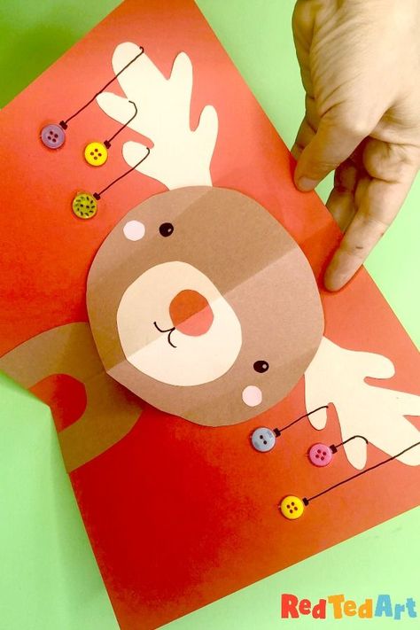 Red Ted Art's brand new and super easy Rudolph Pop Up Card for Christmas. Explore basic shapes to make this fun pop up card for kids. Let's make Christmas handmade this year! Christmas Card Drawing Ideas, Christmas Card Drawing, Card Drawing Ideas, Christmas Cards Handmade Kids, Pop Up Christmas Cards, 3d Christmas Cards, Red Ted Art, Card For Christmas, Reindeer Card