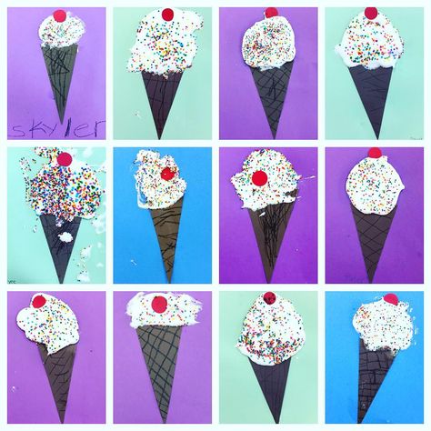 These FSD Ice Cream cones turned out sweet! DIY Puffy Paint (see my stories for more about how we make our puffy paint) and real sprinkles!… Puffy Paint Ice Cream Cone, Puffy Paint Ice Cream, Diy Puffy Paint, Puffy Paint, Ice Cream Cones, Kindergarten Art, Ice Creams, Literacy Activities, Elementary Art