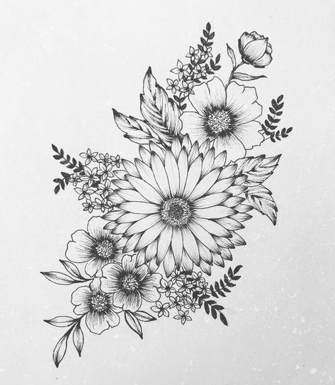 Floral And Greenery Tattoo, Floral Cluster Tattoo, Unique Sunflower Tattoos For Women, Flower Clock, Clock Tattoo Design, Men Tattoos, Small Flower Tattoos, Flower Tattoo Sleeve, Sunflower Tattoos