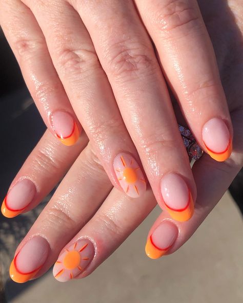 Powder Dipped Nails Ideas Summer, Citrus Nails, Dip Powder Manicure, Sun Nails, Powder Manicure, Hello Nails, Nail Drawing, Cute Simple Nails, Happy Nails