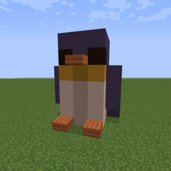 Penguin Statue - Blueprints for MineCraft Houses, Castles, Towers, and more | GrabCraft Minecraft Fountain Statue Ideas, Minecraft Penguin Statue, Penguin Minecraft Build, Minecraft Building Ideas Animal, Minecraft Parrot Statue, Minecraft Bear Statue, Cute Minecraft Animal Statues, Minecraft Bird Statue, Minecraft Fox Statue