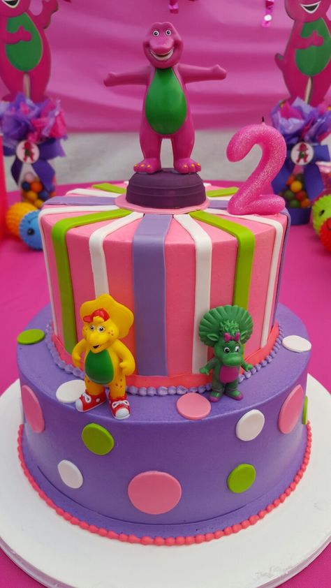 Barney Birthday Cake, 2nd Birthday Ideas, Barney Birthday Party, Barney Cake, Shopkins Party Decorations, Barney Party, Barney Birthday, Theme Birthday Cake, Second Birthday Ideas